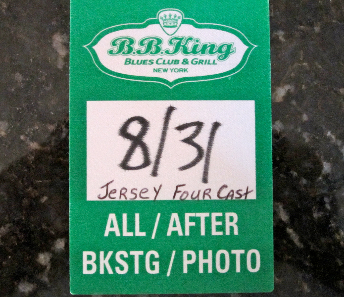 Jersey Four`s backstage pass at BB Kings